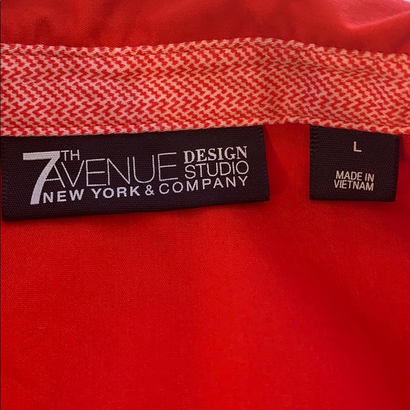 Red Mid Length Button Down Top - Picture 7 of 7